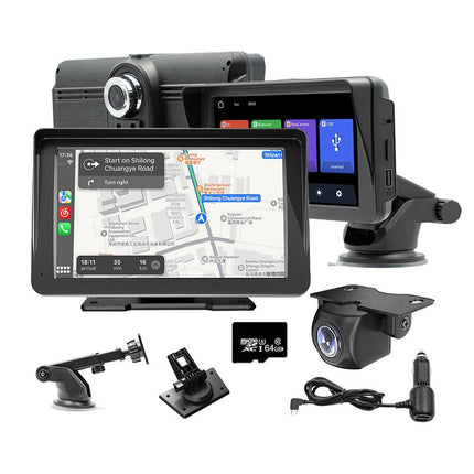 7" IPS HD Touch Screen Apple Android Carplay with Dual Dashcam 64G Card.