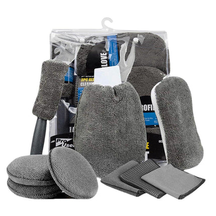 Car Cleaning Sponge Towel Brushe Set 9Pcs Car Wash Kits Cleaning Tools Set.