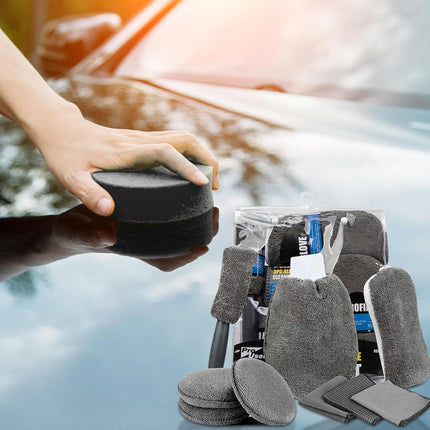 Car Cleaning Sponge Towel Brushe Set 9Pcs Car Wash Kits Cleaning Tools Set.