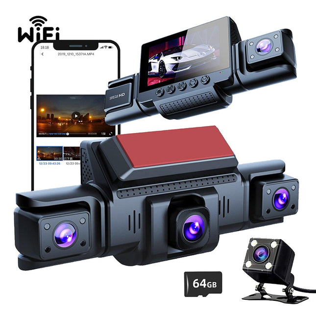 4 Channel 5G WiFi Dashcam FHD 1080P 170° Wide Angle G-Sensor with 64GB Card.