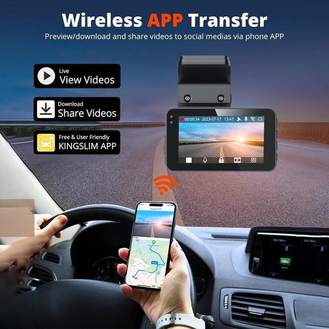 4K+2.5K Dual Dash Cam with WiFi GPS ADAS, Front and Rear Car Camera Recorder with 32GB Card.