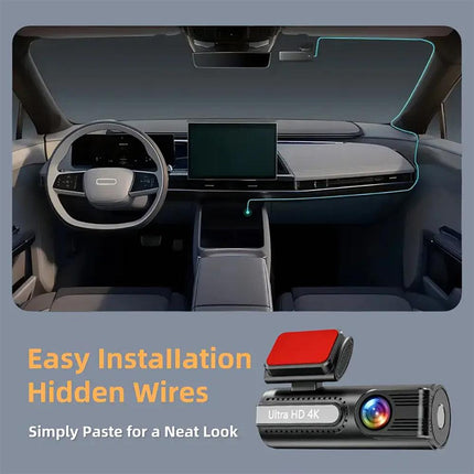 4K WiFi Car Dash Cam Dual Lens Wide Angle IPS Screen Night Vision Recording with 32GB Card.