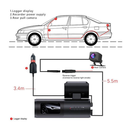 4K WiFi Car Dash Cam Dual Lens Wide Angle IPS Screen Night Vision Recording with 32GB Card.