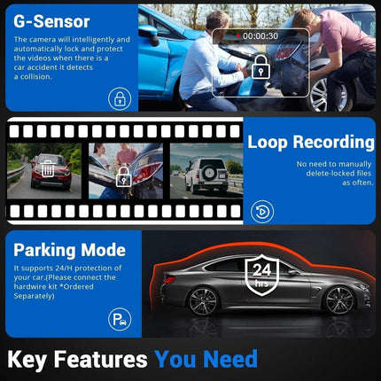 10” 4K Mirror Dash Cam, 2K Rear Camera, WiFi GPS ADAS BSD, Stream Media, 64GB Included.