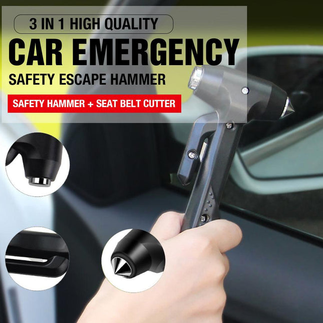 3 in 1 Car Emergency Safety Escape Hammer Glass Window Breaker Belt Cutter Tool.