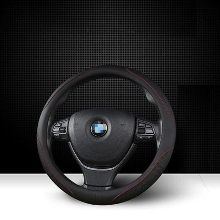 Universal Luxury Car 37-38cm Steering Wheel Cover PU Leather Non-slip Breathable (Cream).