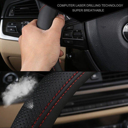 Universal Luxury Car 37-38cm Steering Wheel Cover PU Leather Non-slip Breathable (Cream).