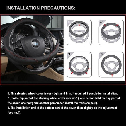 Universal Luxury Car 37-38cm Steering Wheel Cover PU Leather Non-slip Breathable (Cream).