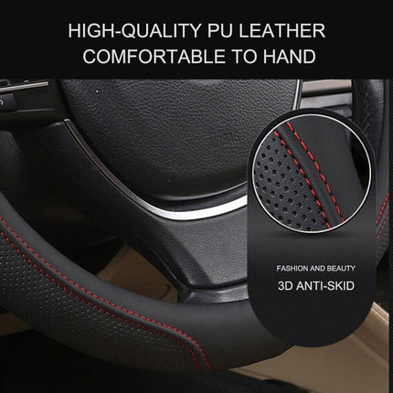 Universal Luxury Car 37-38cm Steering Wheel Cover PU Leather Non-slip Breathable (Cream).
