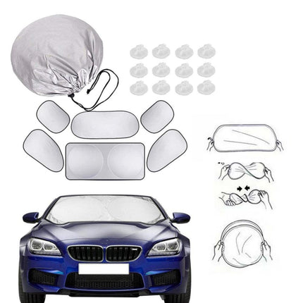 Set of 6 Auto Front Rear Windshield Side Window Sun Shade Car Visor Cover Block.