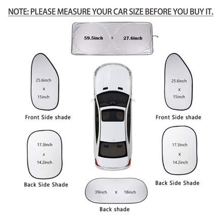 Set of 6 Auto Front Rear Windshield Side Window Sun Shade Car Visor Cover Block.
