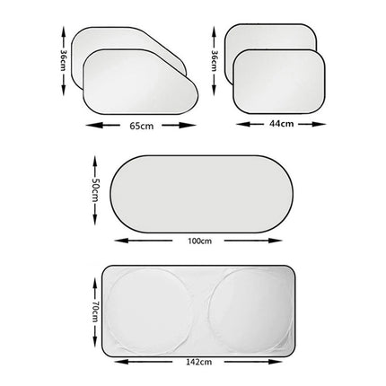 Set of 6 Auto Front Rear Windshield Side Window Sun Shade Car Visor Cover Block.