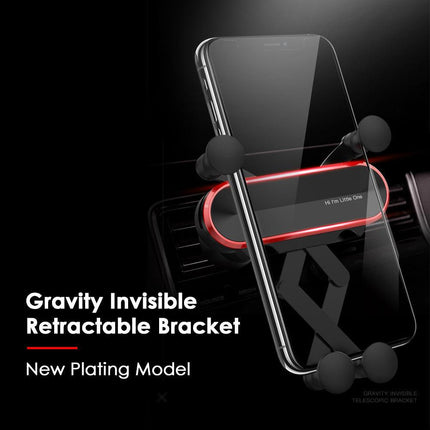 Car Phone Holder Metal Gravity 360 Universal Rotation Ball Air Vent Cellphone Stand(White).