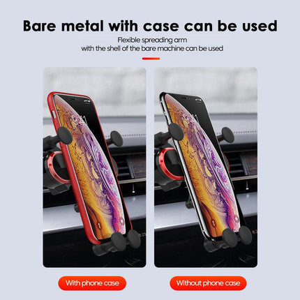 Car Phone Holder Metal Gravity 360 Universal Rotation Ball Air Vent Cellphone Stand(White).