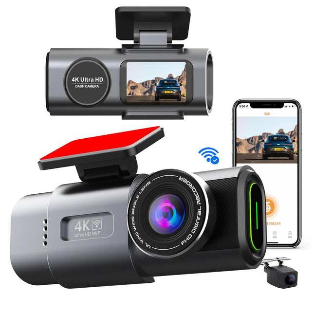 4K Dash Cam UHD 2160P WiFi Front Dashcam Night Vision Car Camera with 64GB Card.