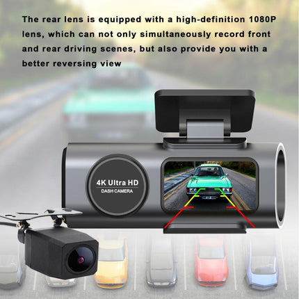 4K Dash Cam UHD 2160P WiFi Front Dashcam Night Vision Car Camera with 64GB Card.