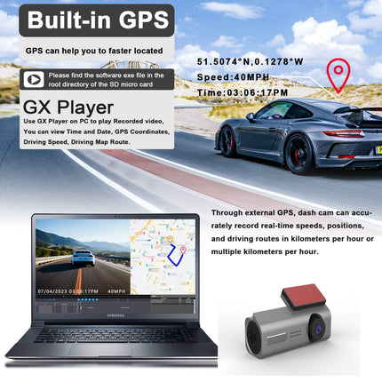 4K Dash Cam UHD 2160P WiFi Front Dashcam Night Vision Car Camera with 64GB Card.