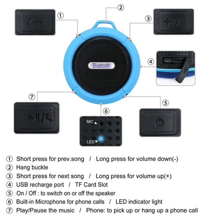 Portable Waterproof Wireless Mini Bluetooth Music Speaker (Red).