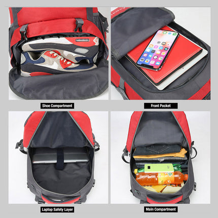 60L Waterproof Outdoor Hiking Backpack Camping Outdoor Trekking Bag(Black).