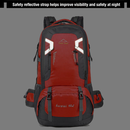 60L Waterproof Outdoor Hiking Backpack Camping Outdoor Trekking Bag(Blue).