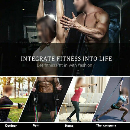 11Pcs/Set Pull Rope Belt Elastic Home Gym Fitness Exercise Resistance Band.