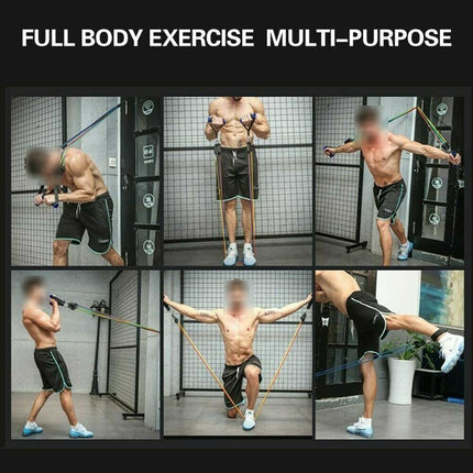 11Pcs/Set Pull Rope Belt Elastic Home Gym Fitness Exercise Resistance Band.