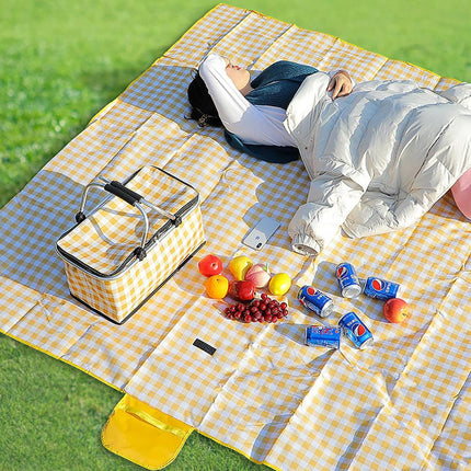 Collapsible Outdoor Camping Portable Insulated Picnic Basket Camping Picnic Ice Pack(Red Grid).