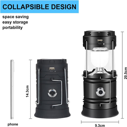 LED Camping Lamp Solar Powered Rechargeable USB Torch Waterproof Emergency Light Lantern.