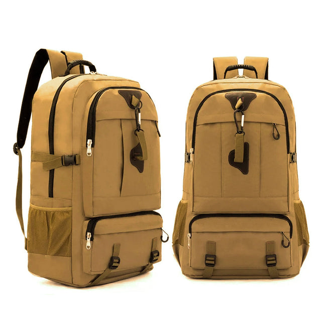 60L Travel Boarding Backpack Outdoor Trekking Luggage Hiking Camping Rucksack Large Capacity Storage Backpack(Khaki).