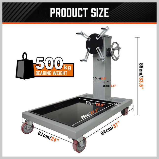 500kg Folding Engine Stand 1100lb Heavy Duty Workshop Auto Crane Hoist Motor.