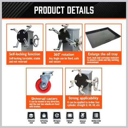 500kg Folding Engine Stand 1100lb Heavy Duty Workshop Auto Crane Hoist Motor.