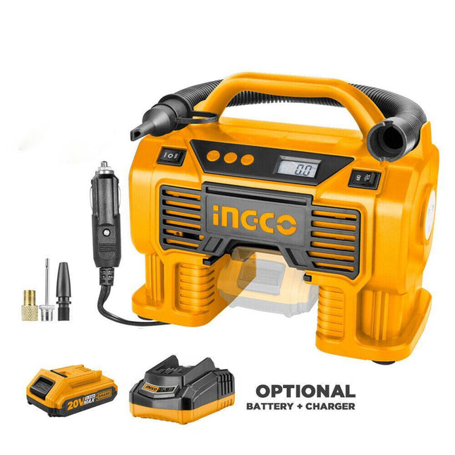 INGCO Air Compressor Car Tyre Deflator Inflator Pump 160PSI Auto Stop & Fittings(no battery and charger).