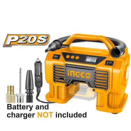 INGCO Air Compressor Car Tyre Deflator Inflator Pump 160PSI Auto Stop & Fittings(no battery and charger).
