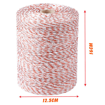 500m Roll Polywire Electric Fence Stainless Steel Poly Wire Energiser Insulator.