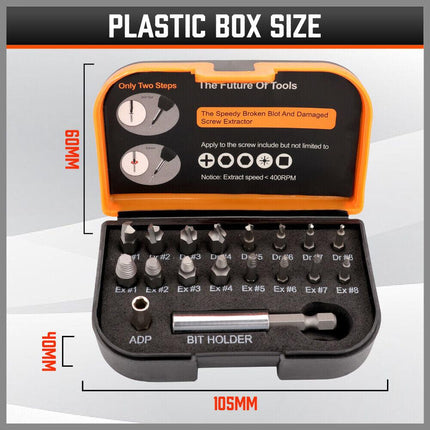 18x Magnetic Damaged Screw Extractor Set Broken Drill Bit Remover Kit Hex Crv.