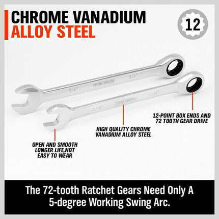 48-Piece Ratchet Wrench Set with Rolling Pouch - Metric SAE Allen Key & Hex Key Spanner Kit.