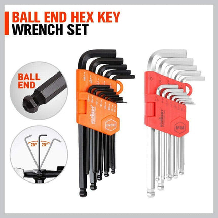 48-Piece Ratchet Wrench Set with Rolling Pouch - Metric SAE Allen Key & Hex Key Spanner Kit.