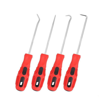 4Pc Pick Hook Set O Ring Oil Seal Remover Non-Slip Rubber Handle Red Local Stock.