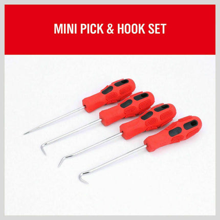 4Pc Pick Hook Set O Ring Oil Seal Remover Non-Slip Rubber Handle Red Local Stock.