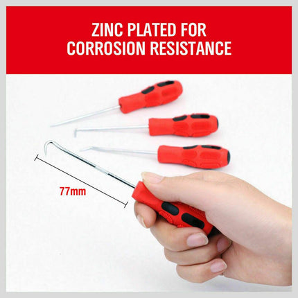 4Pc Pick Hook Set O Ring Oil Seal Remover Non-Slip Rubber Handle Red Local Stock.