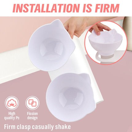 White Double Cat Bowl Pet Bowls Stand Dog Elevated Feeder Food Water Raised Lifted.