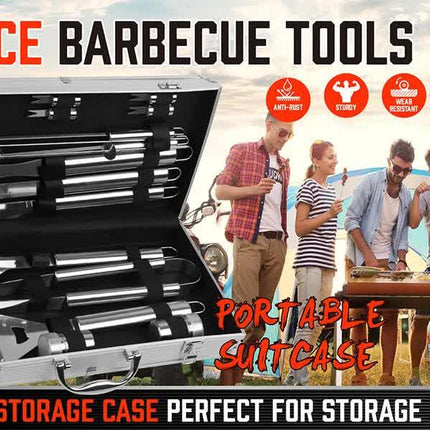 18Pcs BBQ Tool Set Stainless Steel Barbecue Utensil Cooking Grill Outdoor Cook.