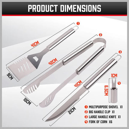 18Pcs BBQ Tool Set Stainless Steel Barbecue Utensil Cooking Grill Outdoor Cook.