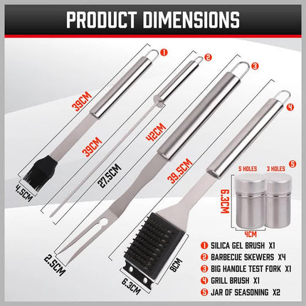 18Pcs BBQ Tool Set Stainless Steel Barbecue Utensil Cooking Grill Outdoor Cook.