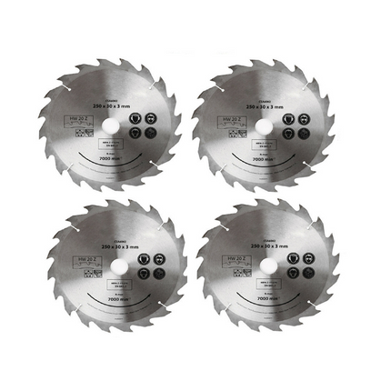 4x 250MM Circular Saw Blade 20T Disc Saw Blade Wood Timber Cutting 30/20/16mm.