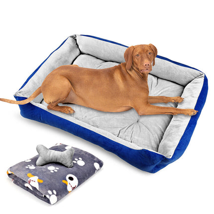 Vaka Navy Dog Bed Pet Cat Calming Floor Mat Sleeping Cave Washable Extra Large 29701.