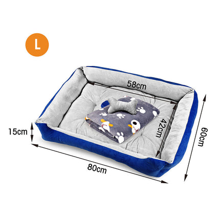 Vaka Navy Dog Bed Pet Cat Calming Floor Mat Sleeping Cave Washable Extra Large 29701.