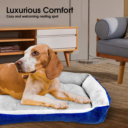 Vaka Navy Dog Bed Pet Cat Calming Floor Mat Sleeping Cave Washable Extra Large 29701.