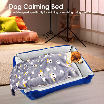 Vaka Navy Dog Bed Pet Cat Calming Floor Mat Sleeping Cave Washable Extra Large 29701.