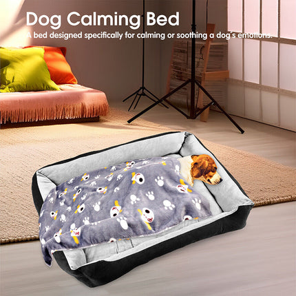 Vaka Navy Dog Bed Pet Cat Calming Floor Mat Sleeping Cave Washable Extra Large 29704.